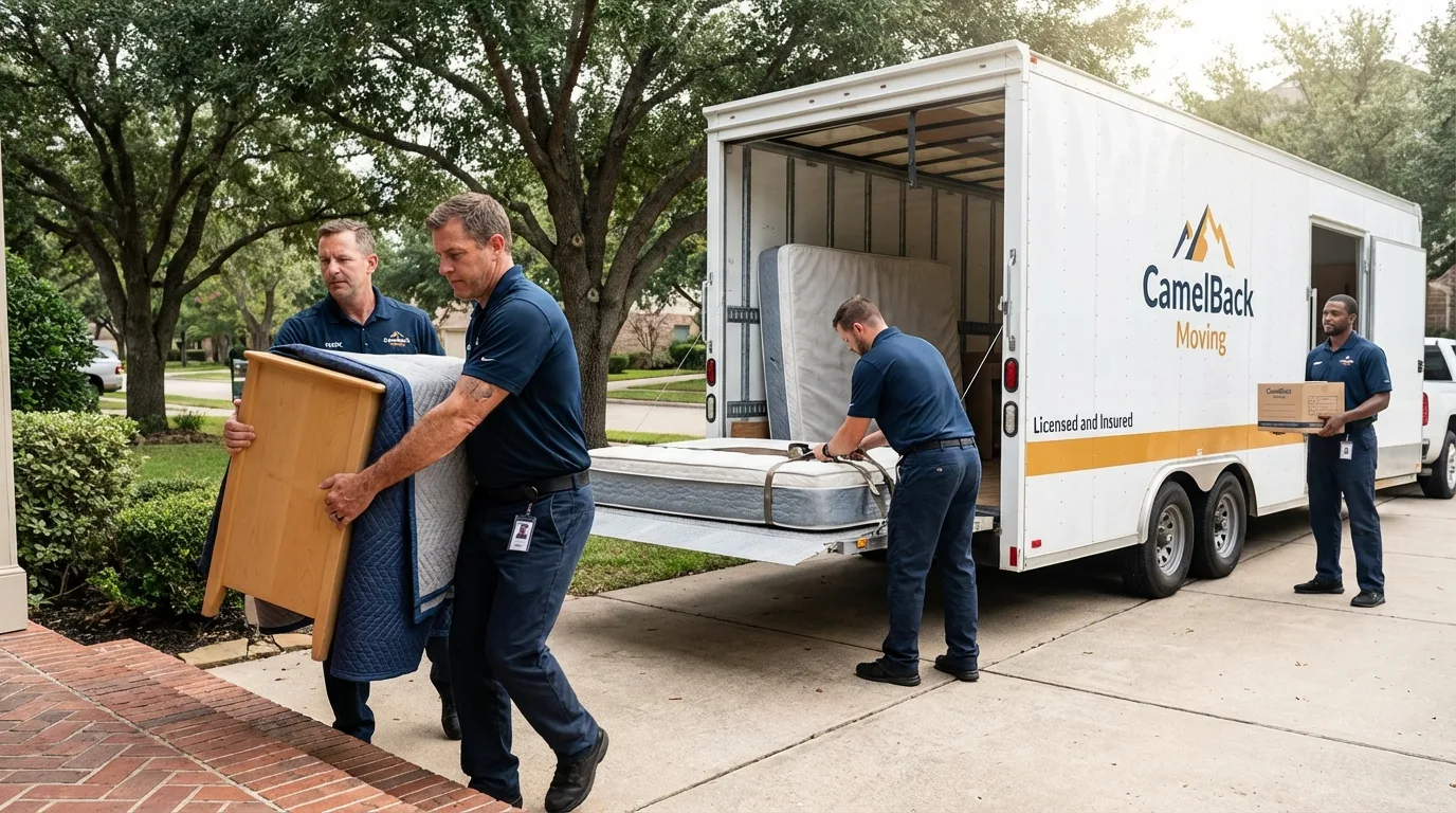 Crew loading residential truck for cross-state move from Stewartstown, PA