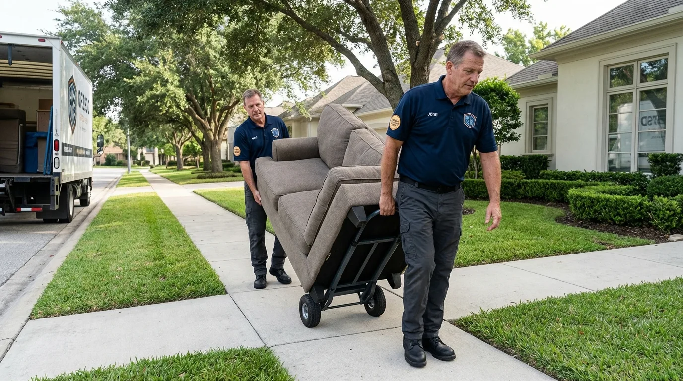 Local residential moving crew loading furniture in Stewartstown, PA